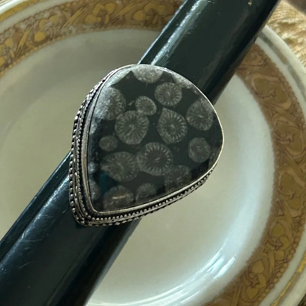 Black Fossil 925 Ring